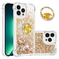 thumbnail image 1 of Funda para iPhone 14 Pro con Brillo Líquido Flotante, Purpurina, Parachoques y Anillo Giratorio Soporte, 1 of 5