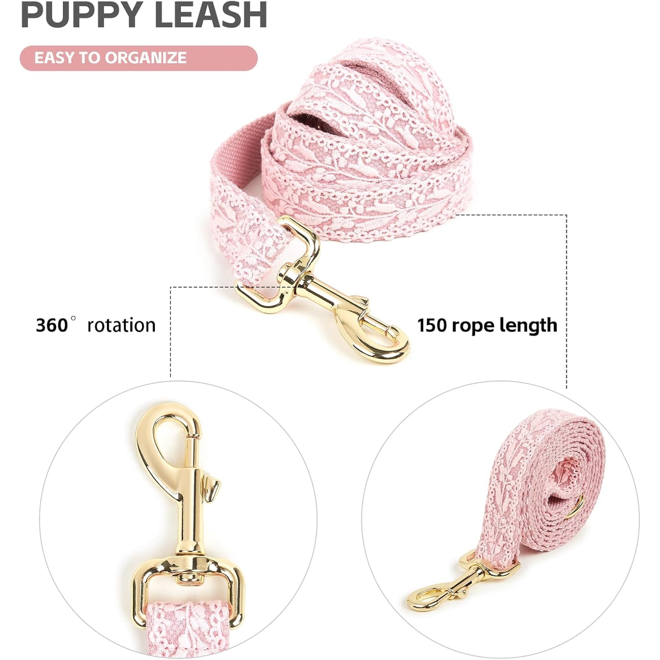 UOSIA Soft Lace Dog Harness and Leash Set,Adjustable Dog Wedding Harness Vest