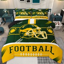 jejeloiu American Rugby Sport Queen Comforter Set,Football Ball Games Bedding Comforter Set For Men Women Reversible 3pcs