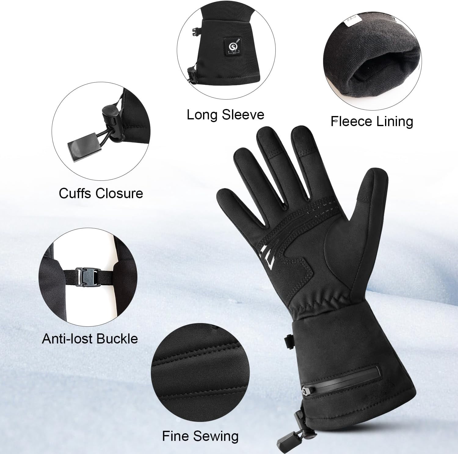 SAVIOR HEAT Heated Glove Liners, 7.4V Rechargeable Heated Gloves with Touchscreen Function Thin Electric Gloves for Winter Hiking Riding Bicycling Skiing