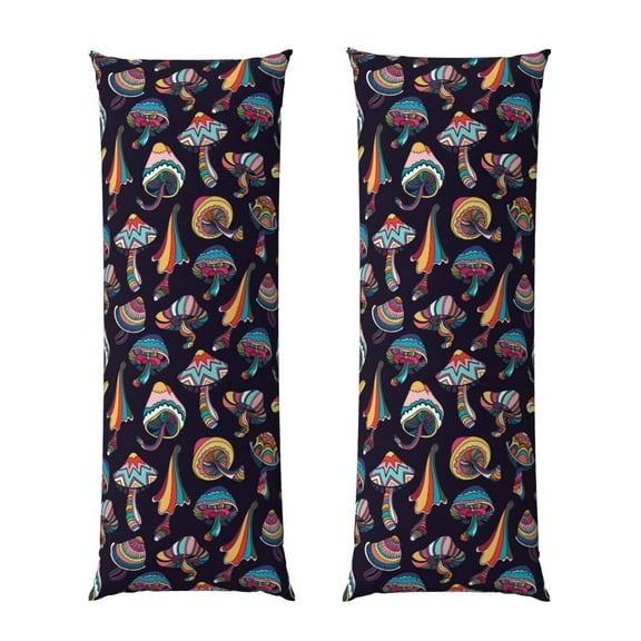 Bixox Mushroom Doodle Print Body Pillow Cover with Zipper Closure, Cozy Fuzzy Fleece Body Pillow Case Cover 20 x 54 Inches,Long Body Pillow Pillowcase