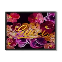 Stupell Industries Glam Brand Flower Pattern Botanical & Floral Painting Black Framed Art Print Wall Art, 14 x 11