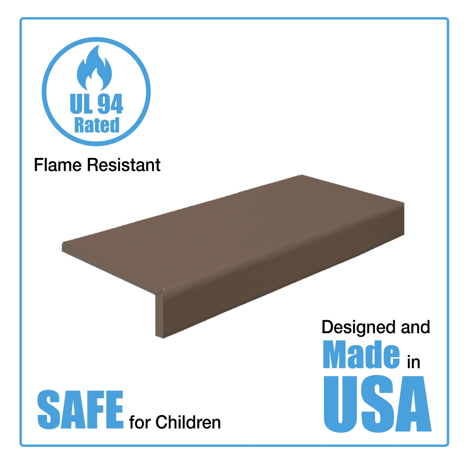 Kidkusion Soft Seat Edge Cushion 108" , Made in USA , Fireplace Hearth Padding , Babyproof Bumper