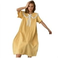 thumbnail image 4 of OSFVNOXV Cute Night Gowns for Teens Summer Babydoll Sleepshirt Bow Tie Short Sleeve Knee Length Nightdress for Winter Loungewear, 4 of 5