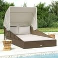 thumbnail image 1 of vidaXL Sunbed with Foldable Roof Brown 200x114x128 cm Poly Rattan, 1 of 5
