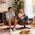 thumbnail image 3 of Pmango 360°Free Swivel Accent Chair Set of 2 for Living Room, Slightly 20°Rocking, 24" High Backrest Upholstered Armchair, Ergonomic Design, Chenille Breathable Soft Fabric Modern Single Sofa, Brown, 3 of 9