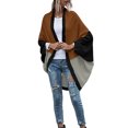 thumbnail image 2 of Mialoley Women Open Front Sweater, Color Block Batwing Sleeve Knit Cardigan, 2 of 8