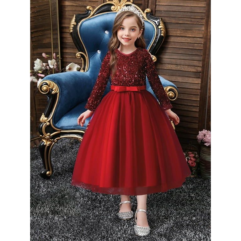 Girls long hotsell sleeve party dress