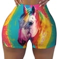 thumbnail image 2 of Goofa Watercolor White Horse Printed Workout Shorts Women Seamless Scrunch Butt Lifting High Waisted Gym Booty Shorts Elastic Workout Shorts-X-Large, 2 of 8
