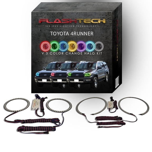 Flashtech RGB Multi Color Changing LED Halo kit for 2006-2009 Toyota 4Runner Headlights