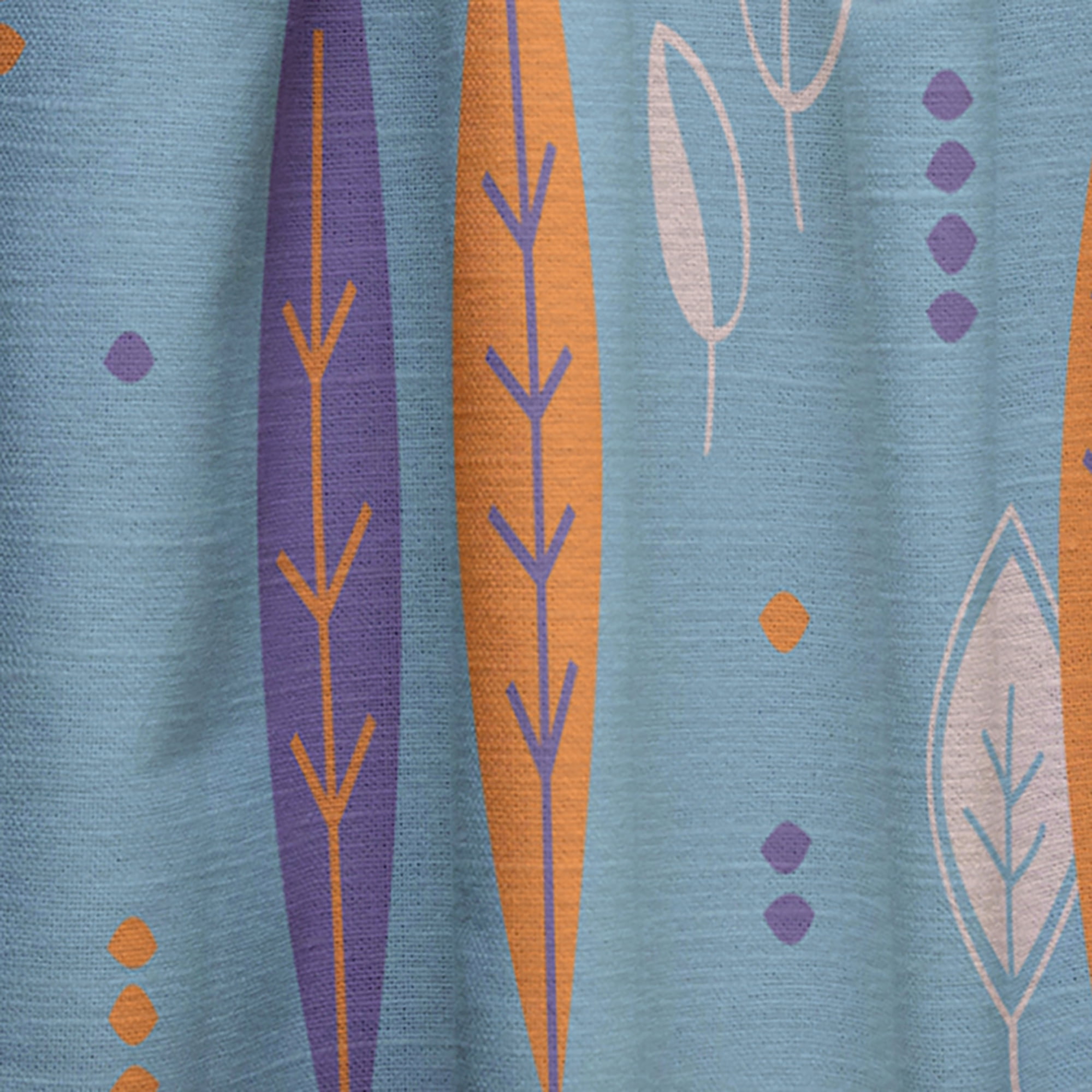 Designart 'Botanical Floral Retro Pattern II' Mid-Century Modern Curtain Panel