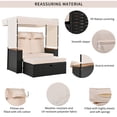 thumbnail image 4 of Highsound Patio Rattan Daybed with Canopy & Cushions, Outdoor Wicker Loveseat Sofa with Storage Bench, 5-Level Adjustable Backrest, Bed Lounger for Yard, Balcony, Porch, Garden, Pool, Beige, 4 of 8