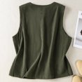 thumbnail image 4 of SAWOBUUN Women Vintage Button Down Vest Round Neck Sleeveless Casual Loose Slim Tops with Pocket, 4 of 8