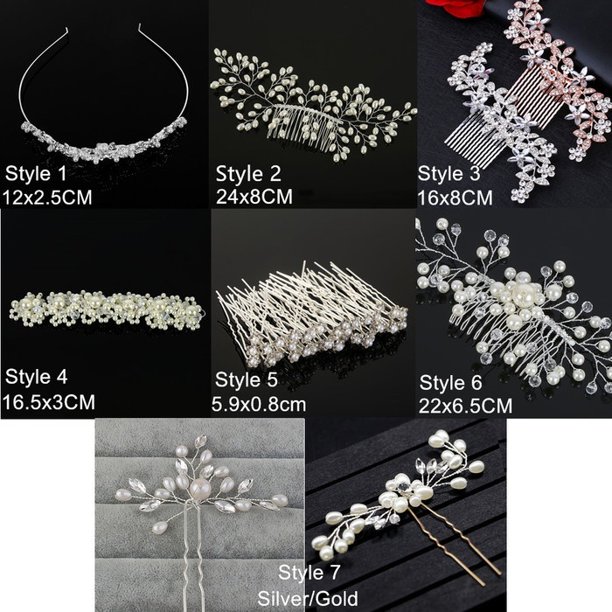 7 Styles Wedding Flower Bridal Crystal Rhinestones Crystal Pearls Hair