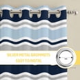 thumbnail image 6 of Navy Blue Gray Striped Kitchen Curtains Window Panels, Farmhouse Stripes Modern Abstract Art Insulated Window Treatment Curtain, Grommet Curtains for Bedroom/Living Room/Bathroom, 2 Piece 42"Wx45"L, 6 of 8