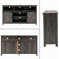 thumbnail image 3 of Yaoping Farmhouse Barn Door TV Cabinet Up to 65" TV Media Console with Open Shelves Adjustable Storage, Entertainment Center with Power Outlets(Grey), 3 of 10