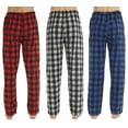 thumbnail image 2 of LNFINTDO 3 Pack Mens Pajama Pants Cotton Plaid Flannel Pjs Bottoms Lounge Sleepwear with Drawstring Button Fly, Red & Grey & Blue Plaid, X-Large, 2 of 7