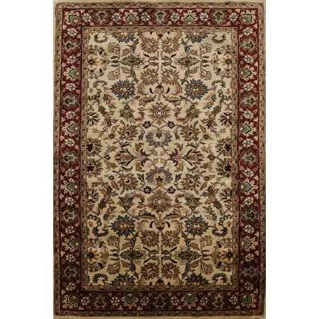 Floral Agra Oriental Ivory Home Decor Area Rug Hand-Tufted 5x8