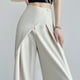 thumbnail image 4 of Pantalones casuales de pierna ancha para mujer - Pantalones de traje rectos de cintura alta - Material de poliéster - Para el trabajo, los negocios, el día a día - Cintura elástica en la parte trasera, 4 of 4