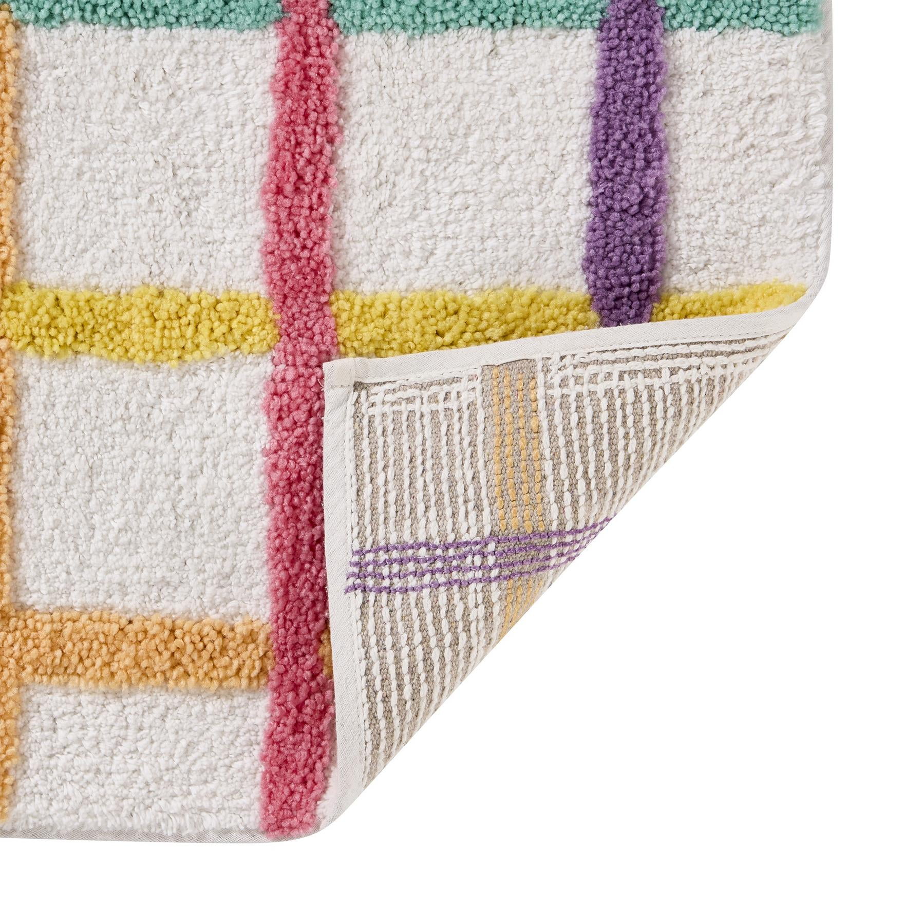 Hallmark Multicolor Chromatic Grid Cotton Rich Bath Rug, 20" x 30"