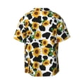 thumbnail image 6 of Lsque Cute Cow Print Sunflower C print Men's Cuban Collar Short Sleeve Shirt Summer Beachwear Casual Button Down Fashionable Vacation Leisure Shirt-Small, 6 of 7