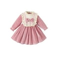 thumbnail image 1 of Faithtur Bambin Fille Robe de Velours de Noël, Patchwork Cou Volants Manches Longues Bowknot devant une Ligne Robe, 1 of 7