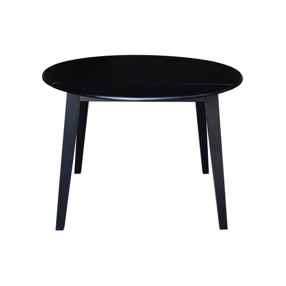 42" Round Solid Wood Dual Drop Leaf Table with 4 Chairs in Black