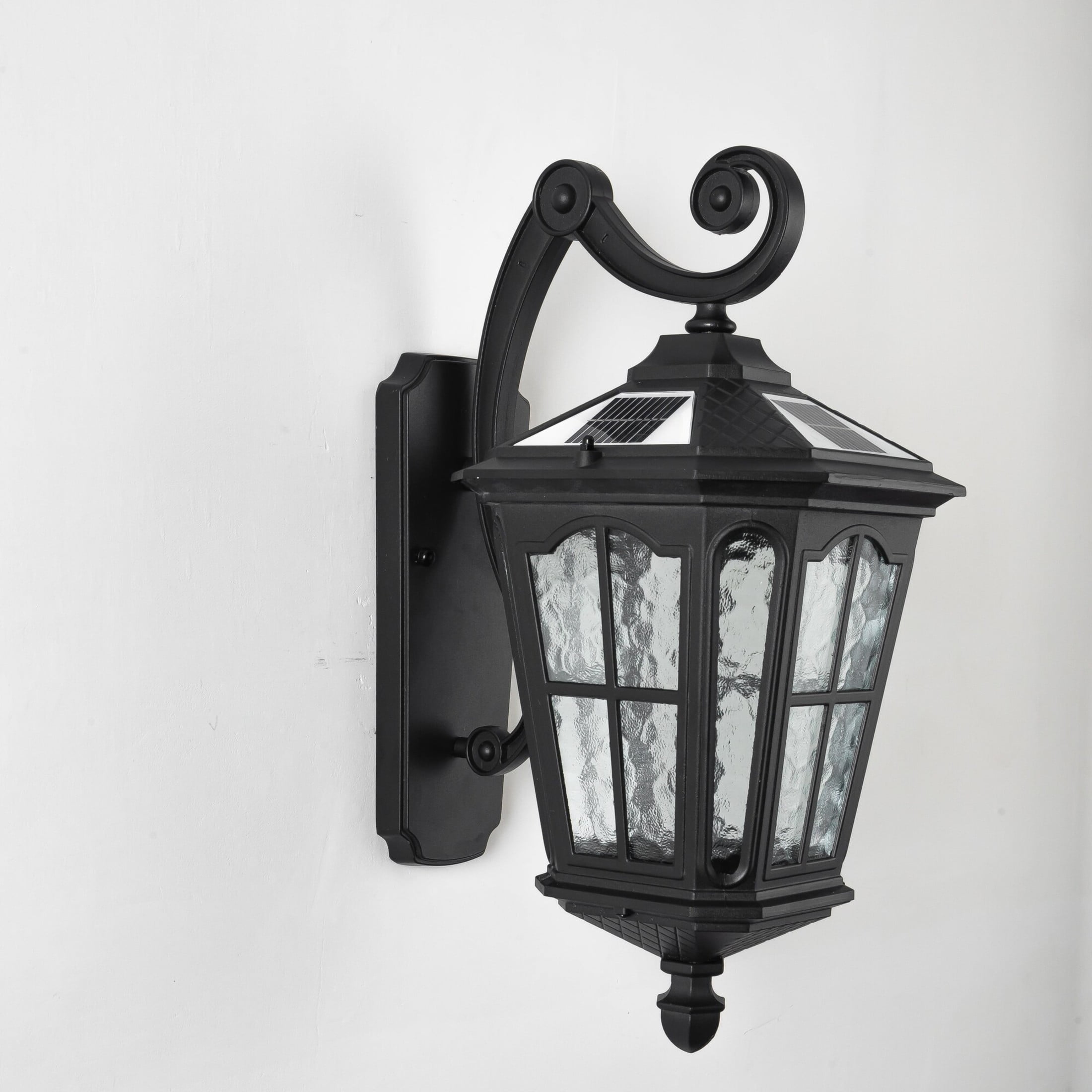 GDF Studio Solar Outdoor Wall Light, Waterproof Aluminum Garden Wall Lamp, Automatic Lighting, Black