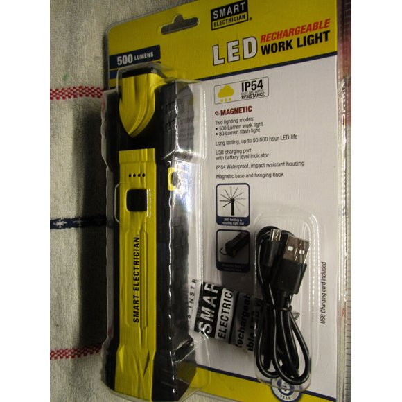Lampe de Travail Rechargeable LED pour Électricien Intelligent et Flashlight 500/80 Lumens - Neuf
