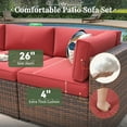 thumbnail image 5 of Aoxun 10 Piece Patio Furniture Set Wicker Rattan Patio Conversation Set Outdoor Sectional Sofa Set with Coffee Table and 4” Thickened Cushions, Red (Waterproof Cover Included), 5 of 8