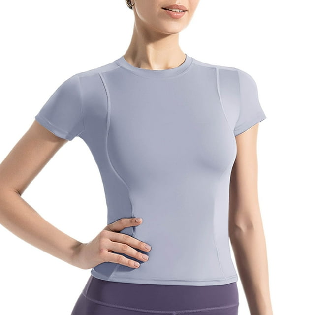Zpanxa Women's Casual Short Sleeve Tee Solid Color Round Neck Relaxed Fit Basic Top