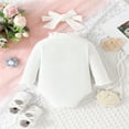 thumbnail image 4 of MEZZALL Baby Girls O-Neck Bodysuit Cartoon Onesie Set With Lace Trim Bow Detail Ribbed Fabric Triangle Style Cute Outfits Headband Accessory Leisure Toddler Clothing, 4 of 7
