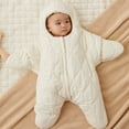 thumbnail image 3 of Baby Sleep Sack Boys Girls Fleece Winter Sleeping Long Sleeve Onesies Pajamas Star-Fish Warm Sleeping Bag Snowsuit, White, 3 Months, 3 of 5
