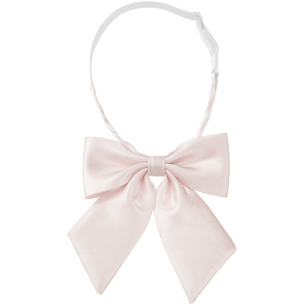 INSPIRAR CHIC Lazos Metálicos Brillantes para Mujeres, Lazos Pre-atados de Color Sólido, Lindos en Rosa Claro, Talla Única