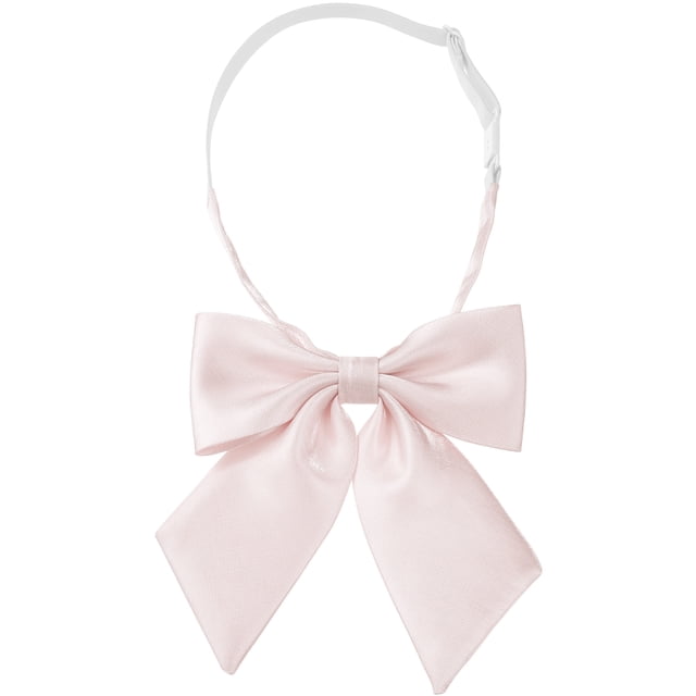 INSPIRAR CHIC Lazos Metálicos Brillantes para Mujeres, Lazos Pre-atados de Color Sólido, Lindos en Rosa Claro, Talla Única