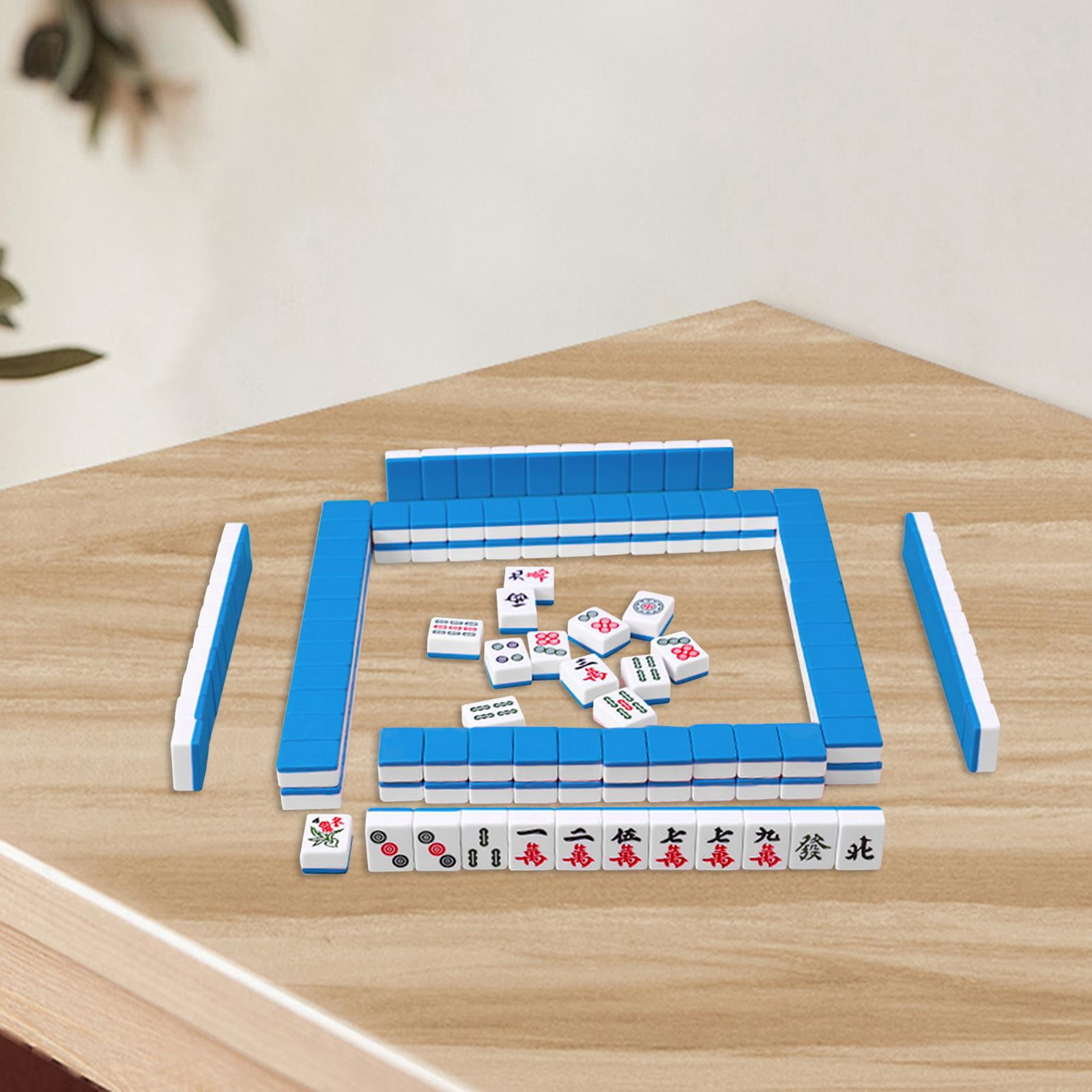 LeeQinersw 144x Chinese Version Game Set Leisure Time Chinese Style Game Mini Mahjong Tiles Blue