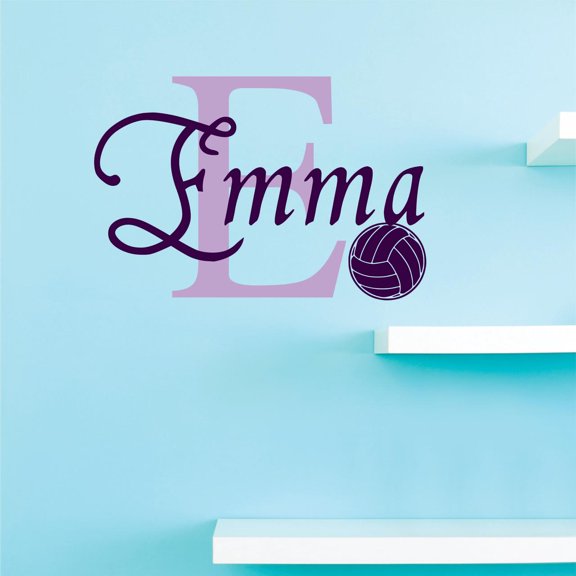 Personalized Name Vinyl Decal Sticker Custom Initial Wall Art Volleyball Girls Sports Decor 16 Inches X 20 Inches