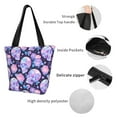 thumbnail image 4 of Salouo crystal Skull flower for Shoppers Tote for Women Foldable Handbags with Big Capacity Casual One-Shoulder Shopping Bag Hobo Bags Fit for Office/Shopping/Park, 4 of 6