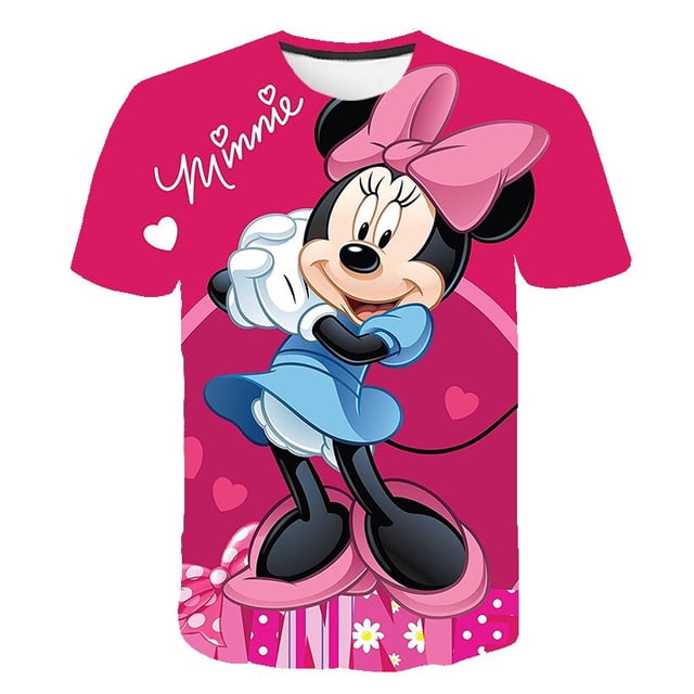 Camisetas Kawaii con estampado 3D de Disney Mickey Mouse para niños, camiseta de verano a la moda con dibujos animados, camiseta holgada con cuello redondo para niños y niñas, Tops13T Gao Jinjia LED