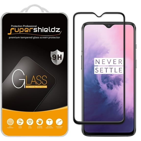 (2-Pack) Supershieldz Designed for OnePlus 7 [Full Screen Coverage] [3D Curved Glass] Tempered Glass Screen Protector, Anti-Scratch, Bubble Free (Black Frame)