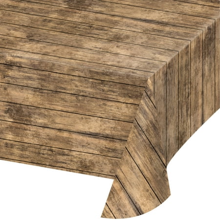 tablecloth wood plastic grain table rustic pk tablecloths converting creative woodgrain brown target covers ct inches napkins printed birthday birthdaydirect