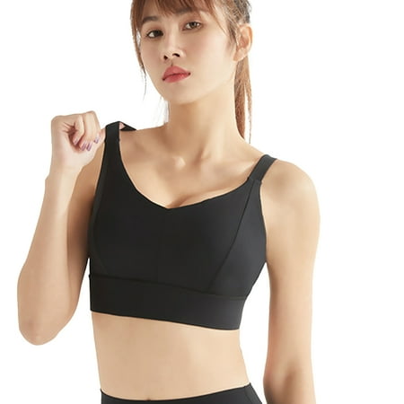 Fjuchai Womens Plus Size Bra Female Shockproof Sports Bra Solid Color Tank Underwear S-XXXL