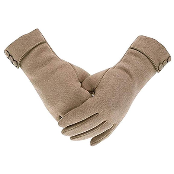 Prolriy Gloves for Cold Weather Warm Phone Fleece Womens Winter Gloves Thick Gloves Lined Using Windproof Gloves Snow Ski Gloves for Women Khaki One Size