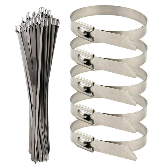OATIPHO 30Pcs Silver Metal Cable cable ties Durable Self Locking Wire Ties for Home Repair and Outdoor
