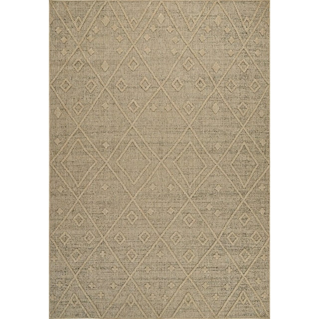 Rug Branch Hogar Abstract Indoor Outdoor Area Rug, Brown Beige, Boho - Living Room, Bedroom, Dining Room, and Kitchen