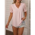 thumbnail image 1 of Blusas Con Cuello En V, Blusas De Gasa, Ligeras, Informales, Elegantes, Suaves Y Sedosas Para Fiestas ANGGREK Rosa XL, 1 of 6