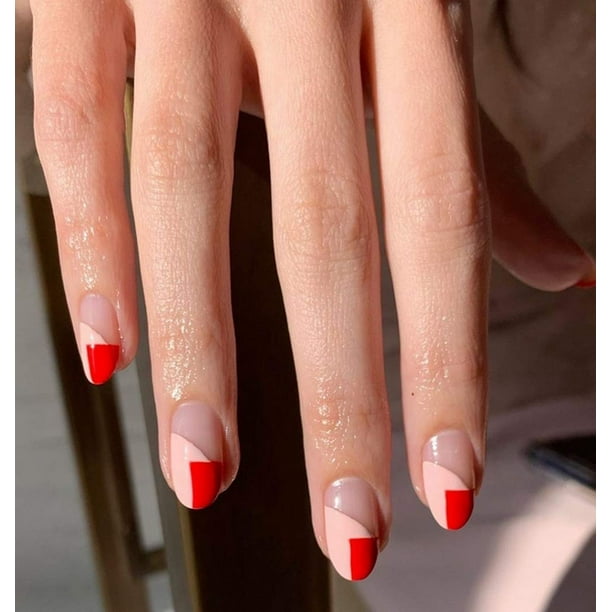 Stiletto Medium Press on Nails French Red Fake Nails Glossy Splicing Full Cover False Nails Artificial Acrylic Nails Tips for Women and Girls (24Pcs) (Style1) Stiletto Medium Press on Nails French Red Fake Nails Glossy Splicing Full Cover False Nails Artificial Acrylic Nails Tips for Women and Girls (24Pcs) (Style1)
