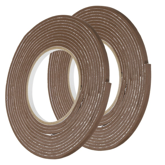 Uxcell 2Pcs Rolls Single Sided Foam Tape Removeable EVA Sponge Mounting Tape Strong Adhesive Tape Strips Brown 13ft x 1/4" x 1/8"