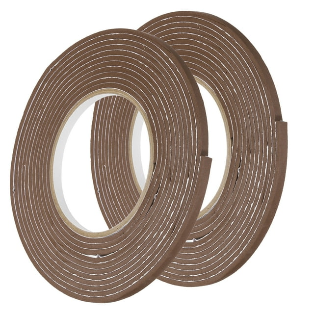 Uxcell 2Pcs Rolls Single Sided Foam Tape Removeable EVA Sponge Mounting Tape Strong Adhesive Tape Strips Brown 13ft x 1/4" x 1/8"