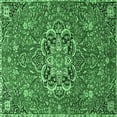 thumbnail image 1 of Ahgly Company Indoor Square Medallion Emerald Green Traditional Area Rugs, 4' Square, 1 of 4